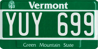 VT license plate YUY699