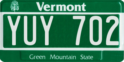 VT license plate YUY702