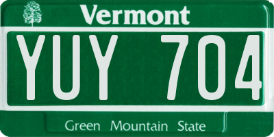 VT license plate YUY704