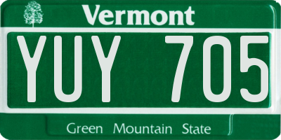 VT license plate YUY705