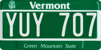 VT license plate YUY707