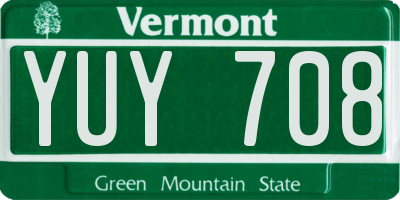 VT license plate YUY708