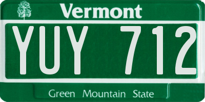 VT license plate YUY712