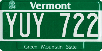 VT license plate YUY722