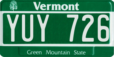 VT license plate YUY726