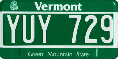 VT license plate YUY729