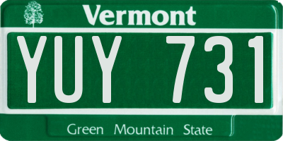 VT license plate YUY731