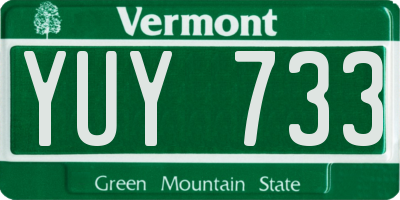 VT license plate YUY733