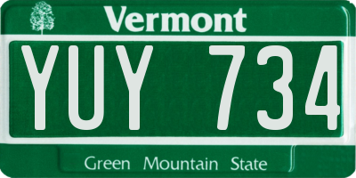 VT license plate YUY734