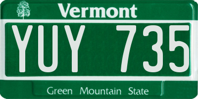 VT license plate YUY735