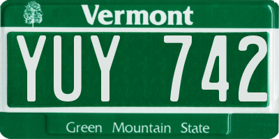 VT license plate YUY742