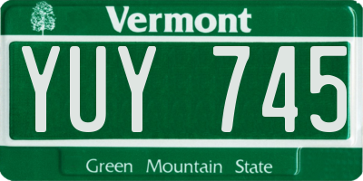 VT license plate YUY745