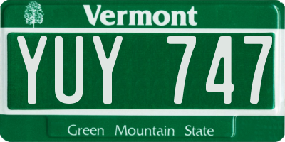 VT license plate YUY747