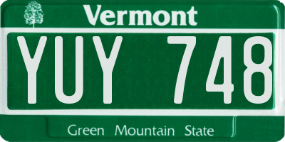 VT license plate YUY748