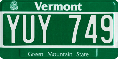 VT license plate YUY749