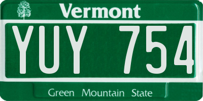 VT license plate YUY754