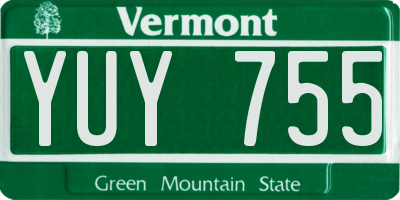 VT license plate YUY755