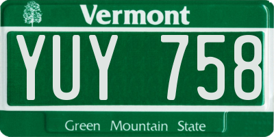 VT license plate YUY758