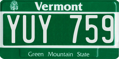 VT license plate YUY759