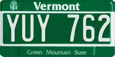 VT license plate YUY762
