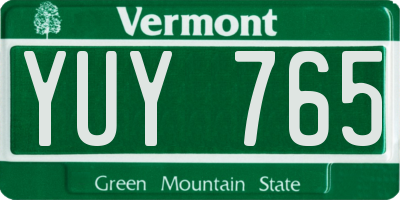 VT license plate YUY765
