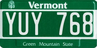 VT license plate YUY768