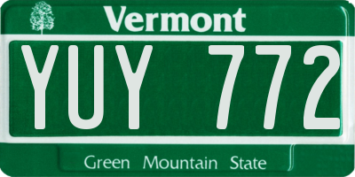 VT license plate YUY772