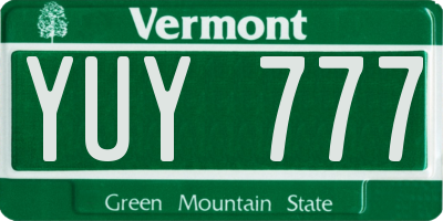 VT license plate YUY777