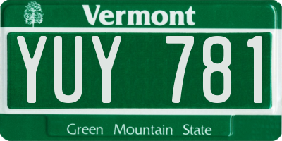 VT license plate YUY781
