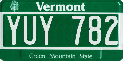 VT license plate YUY782