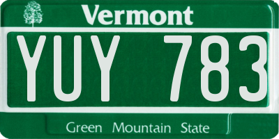 VT license plate YUY783