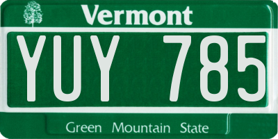 VT license plate YUY785