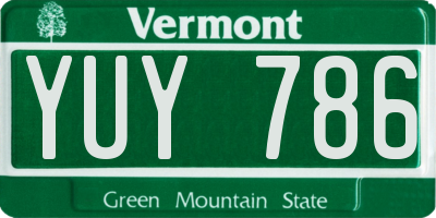 VT license plate YUY786