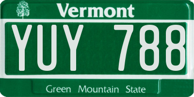 VT license plate YUY788