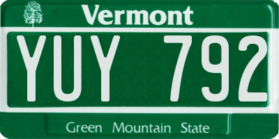 VT license plate YUY792