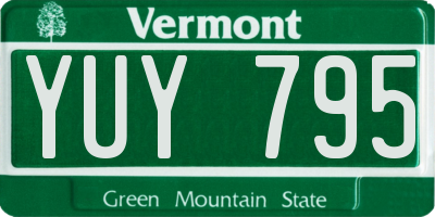 VT license plate YUY795