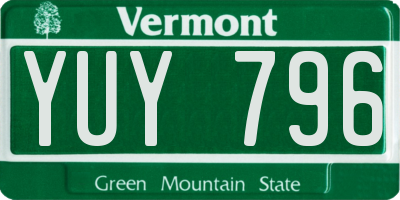 VT license plate YUY796