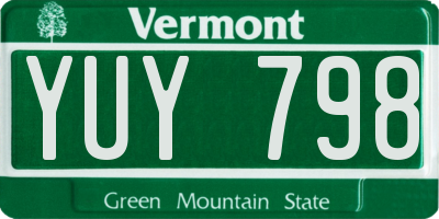 VT license plate YUY798