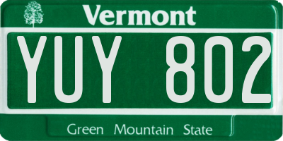 VT license plate YUY802