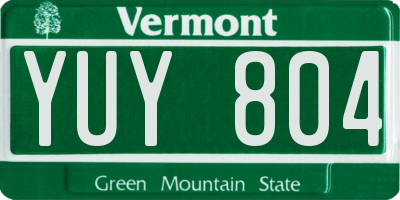 VT license plate YUY804