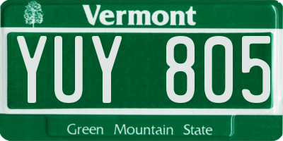 VT license plate YUY805