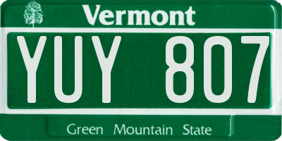 VT license plate YUY807