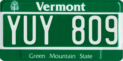 VT license plate YUY809