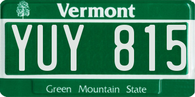 VT license plate YUY815