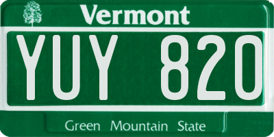 VT license plate YUY820