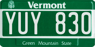 VT license plate YUY830