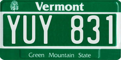 VT license plate YUY831