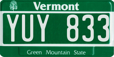 VT license plate YUY833