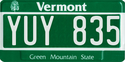 VT license plate YUY835