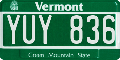 VT license plate YUY836